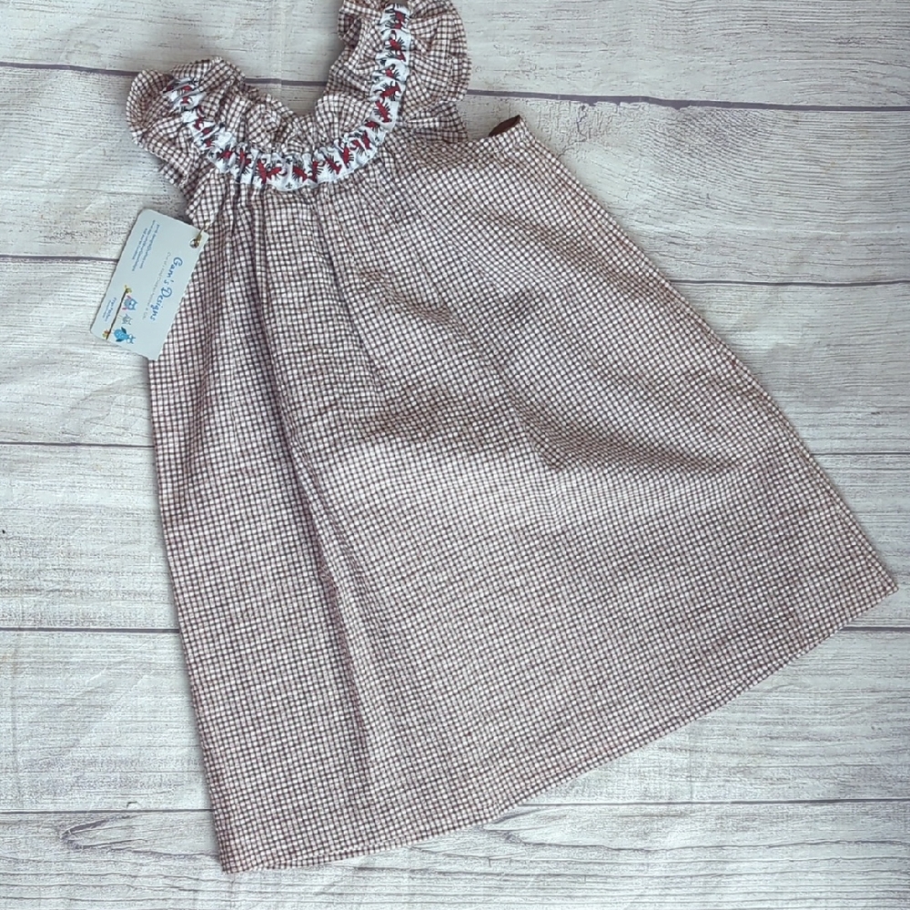 Kids Casual Dress in Brown Checkered Pattern